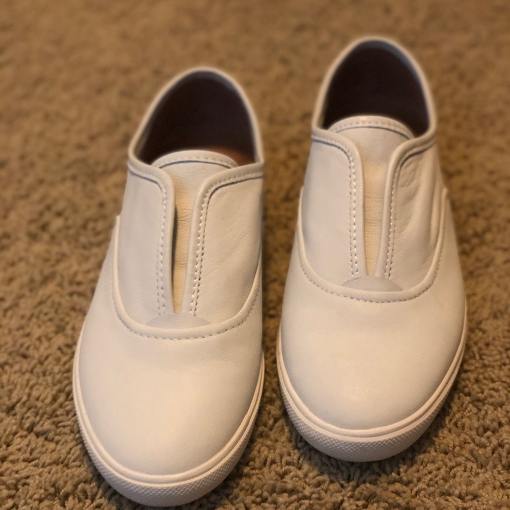 White leather athletic shoe